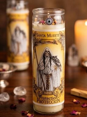 Santa Muerte La Blanca Fixed Protection Candle | Spiritual Protection